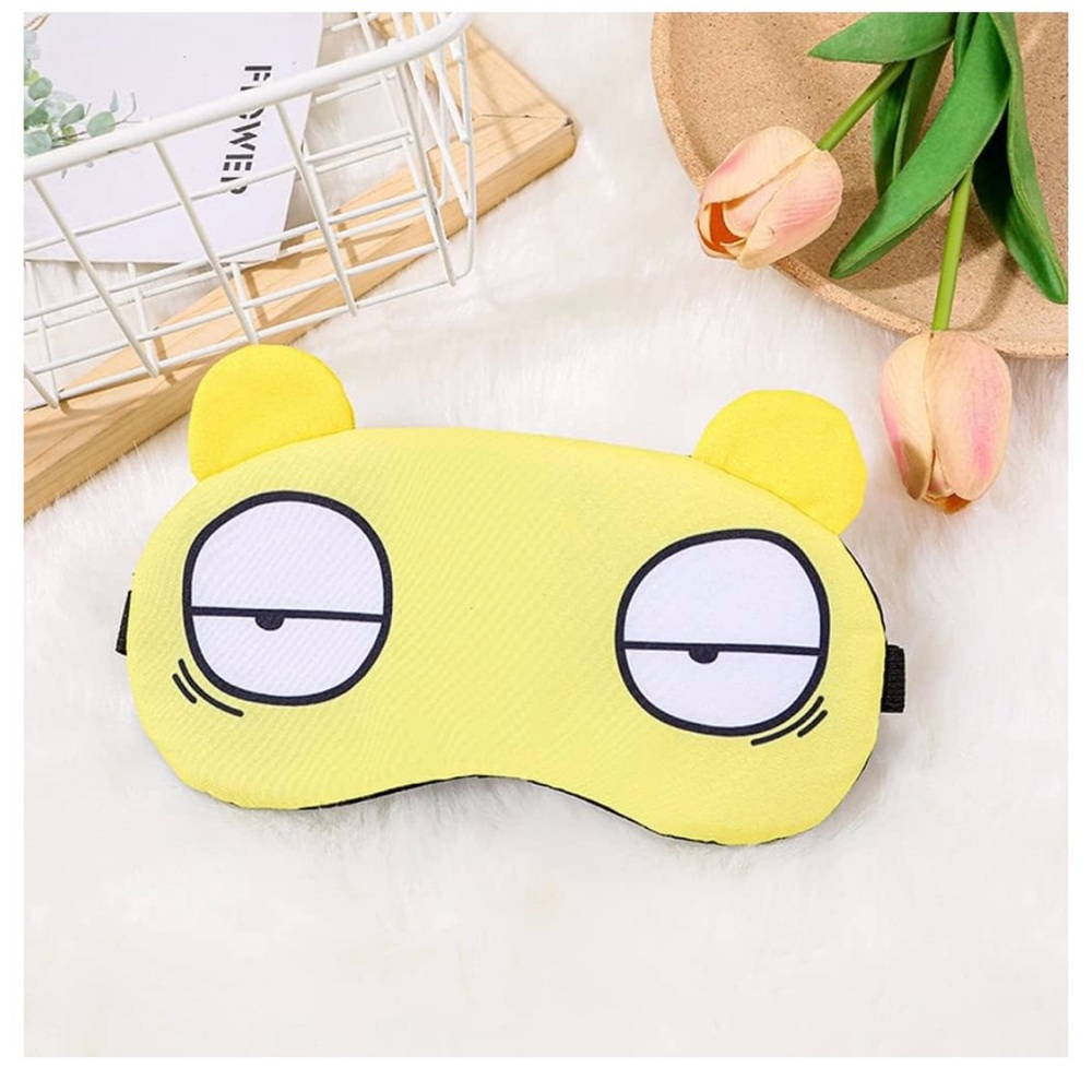 New 3 Pk Blackout Sleep Masks Cartoon Silky Yellow Blue Gray Black Adjustable OS - Picture 4 of 12